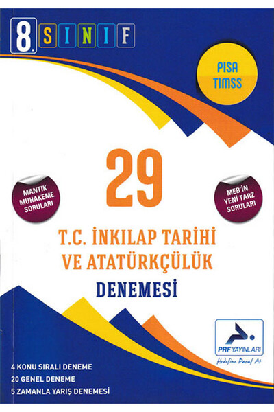 8. Sınıf T.C. İnkılap Tarihi ve Atatürkçülük 29 Denemesi - Prf Paraf Yayınları