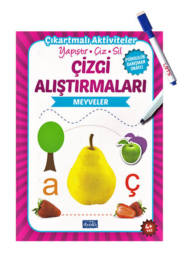 Çizgi Alıştırmaları - Meyveler - Parıltı Yayınları - Yaz Sil Kalem Hediyeli