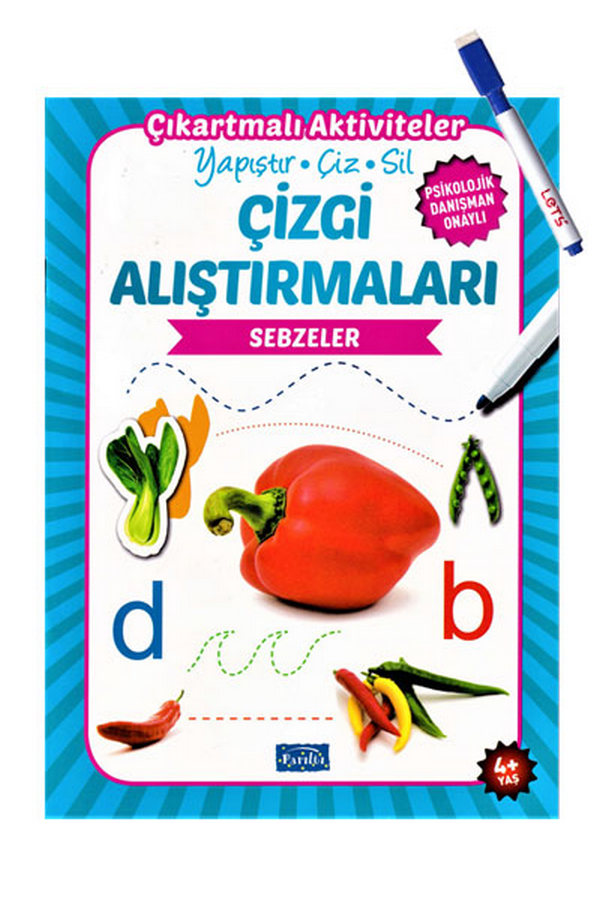 Çizgi Alıştırmaları - Sebzeler - Parıltı Yayınları - Yaz Sil Kalem Hediyeli