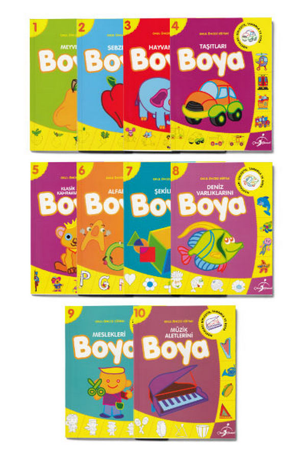 Okul Öncesi Boyamalı Alıştırma  - 10 Kitap 
