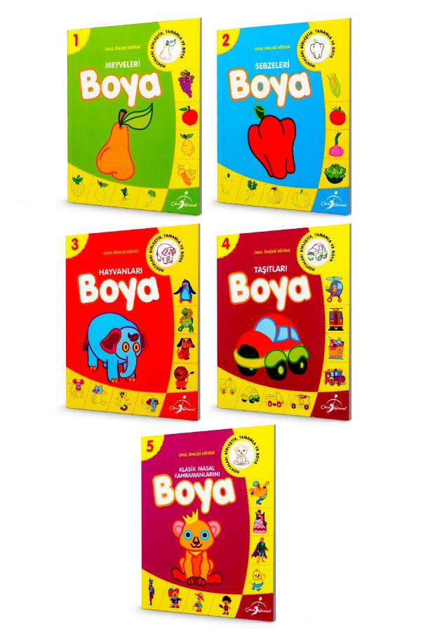 Okul Öncesi Boyamalı Alıştırma Set 1 - 5 Kitap 