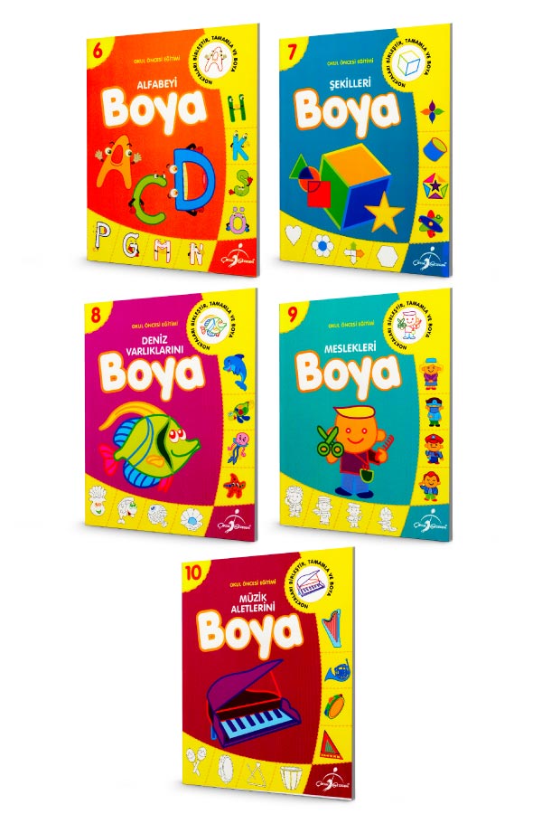 Okul Öncesi Boyamalı Alıştırma Set 2 - 5 Kitap 