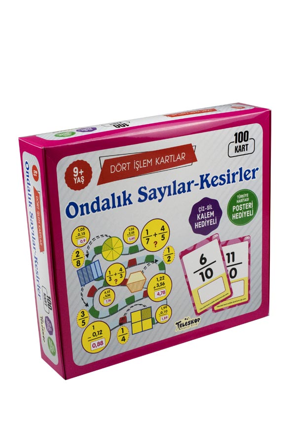 Ondalık Sayılar - Kesirler Dört İşlem Kartlar 9 Yaş