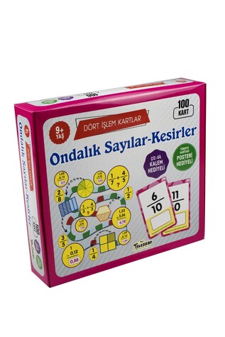 Ondalık Sayılar - Kesirler Dört İşlem Kartlar 9  Yaş
