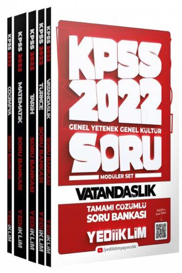 Yediiklim Yayınları 2022 KPSS Genel Yetenek Genel Kültür Tamamı Çözümlü Modüler Soru Bankası