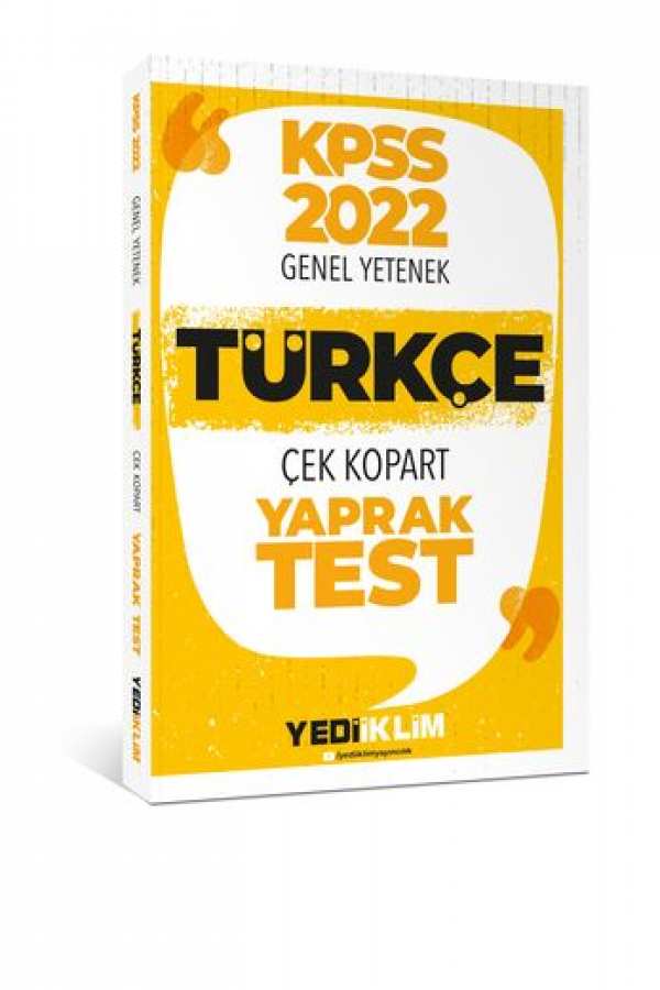 Yediiklim Yayınları 2022 KPSS Lisans Genel Yetenek Türkçe Çek Kopart Yaprak Test
