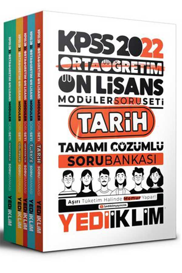 Yediiklim Yayınları 2022 KPSS Ortaöğretim Ön Lisans GY-GK Tamamı Çözümlü Modüler Soru Bankası Seti